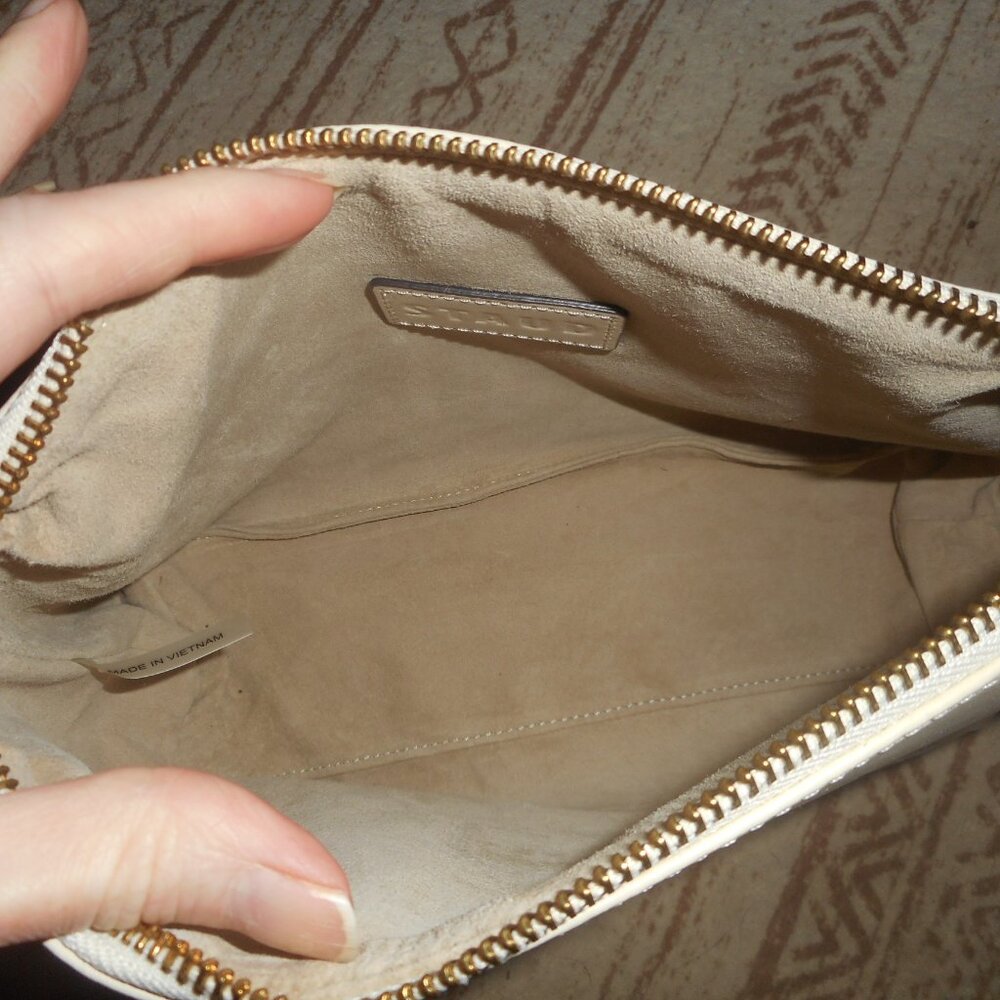 NWT cream Leather clutch makeup bag by STAUD - Picture 4 of 5